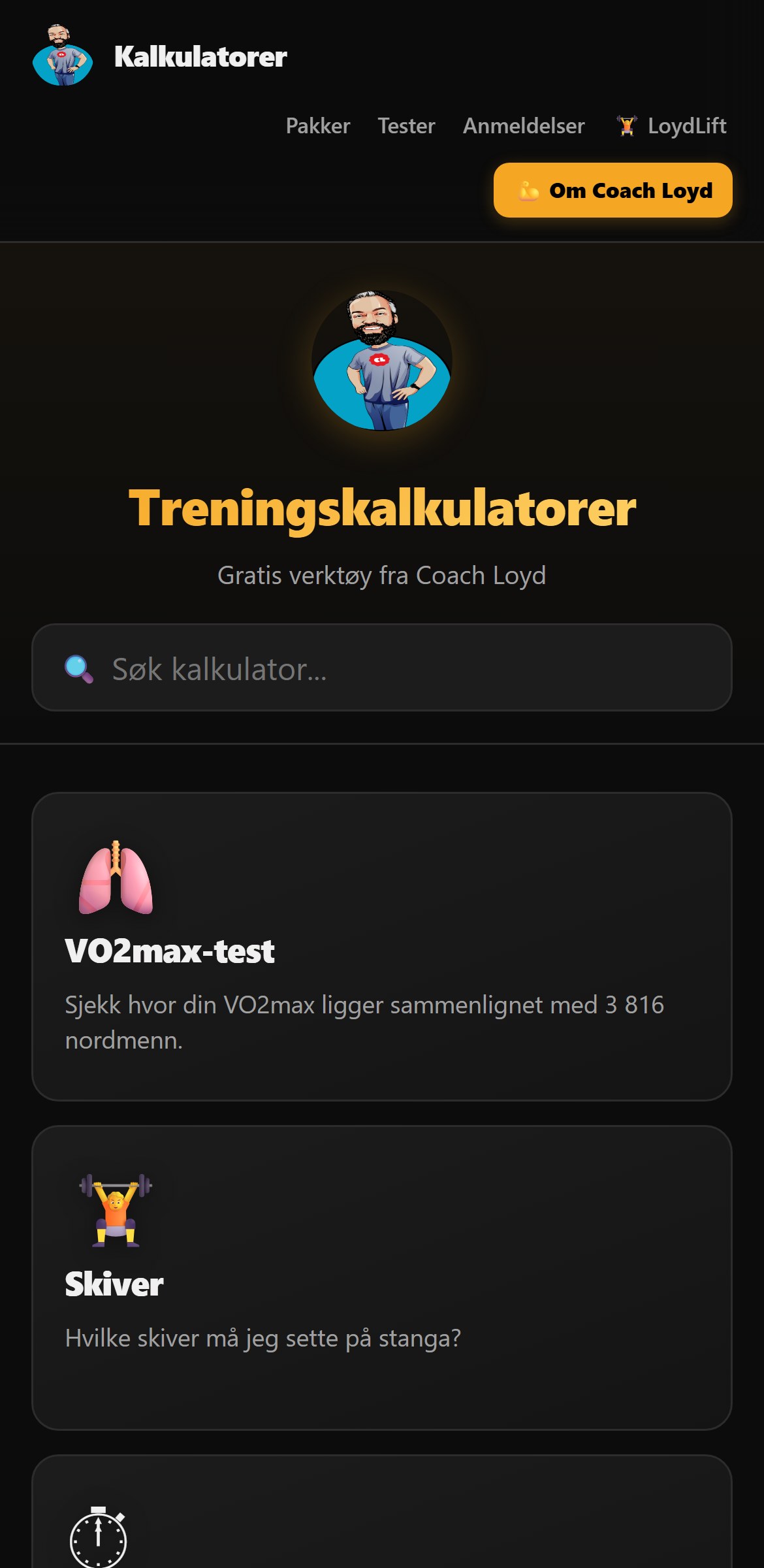 Kalkulatorene i LoydLift