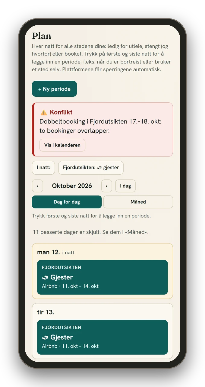 Varsel om dobbeltbooking i planen