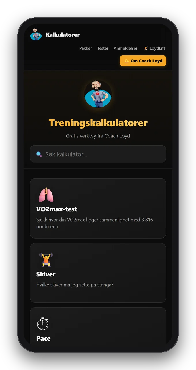 Gratis treningskalkulatorer fra Coach Loyd
